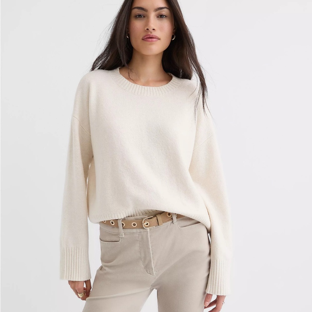 LOFT Relaxed Everyday Sweater Petite XXS Pearl Heather